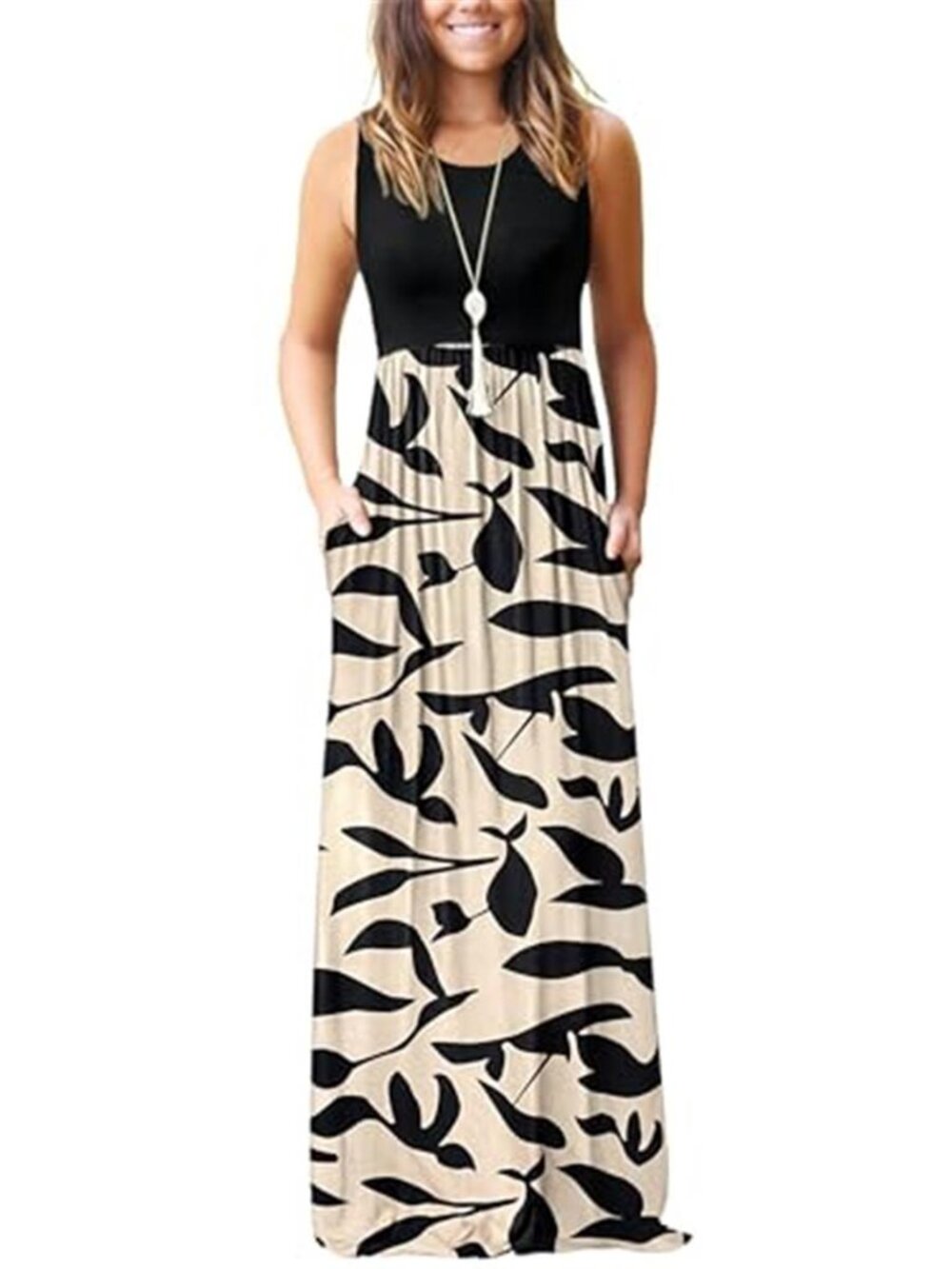 Womens Floral Maxi Dress Sleeveless Wrap Dress Casual Summer Beach Dress